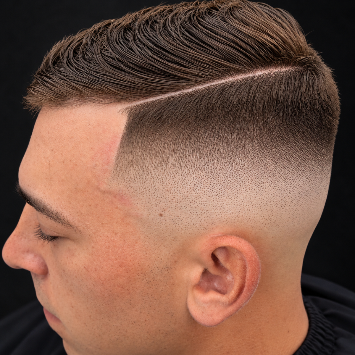 Mid Bald Fade | Hard Part Scissor Cut